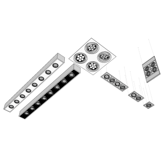 现代筒灯su模型，射灯草图大师模型下载