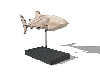 木雕鲨鱼草图大师模型，木雕sketchup模型下载