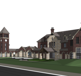 欧式酒店草图大师模型，酒店sketchup模型免费下载