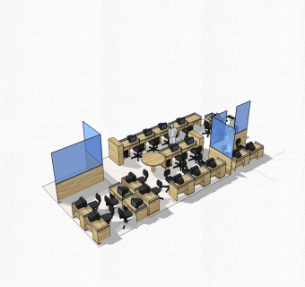 现代办公桌su模型，办工桌sketchup模型下载