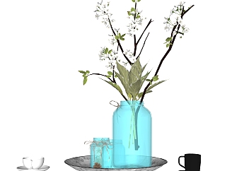 玻璃花瓶摆件草图大师模型,现代装饰品su模型下载