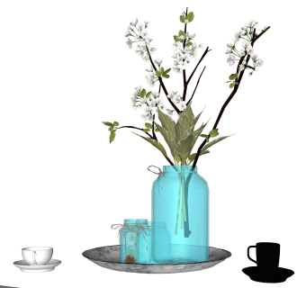 玻璃花瓶摆件草图大师模型,现代装饰品su模型下载