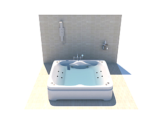 现代大型按摩浴缸花洒草图大师模型，大型按摩浴缸花洒sketchup模型下载