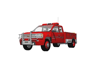 现代消防车免费su模型，消防车sketchup模型，消防车su素材下载