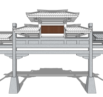 古建牌坊草图大师模型下载、古建牌坊su模型下载