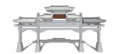 古建牌坊草图大师模型下载、古建牌坊su模型下载