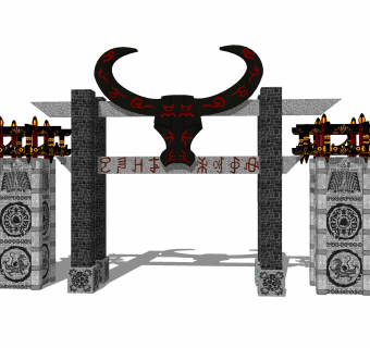现代石牌坊草图大师模型，石牌坊sketchup模型下载