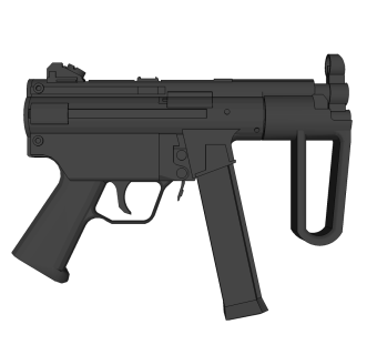 德国H&k公司MP5K冲锋枪草图大师模型，冲锋枪SU模型下载