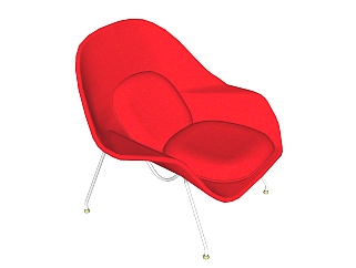 现代红色躺椅草图大师模型，椅子sketchup模型下载