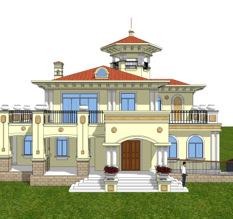 欧式别墅su模型，别墅skb文件下载