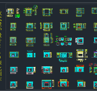 欧式壁炉设计CAD图库，壁炉CAD图纸下载