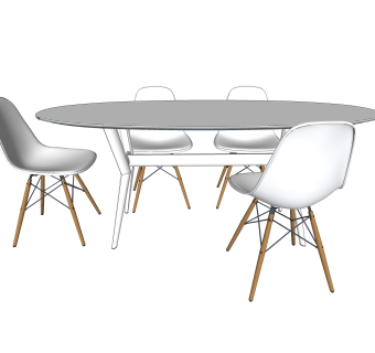 现代餐桌椅su模型，户外椅子草图大师模型下载