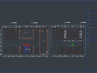全套整木全屋定制橱柜CAD模块，橱柜CAD图纸下载