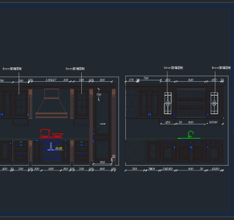 全套整木全屋定制橱柜CAD模块，橱柜CAD图纸下载