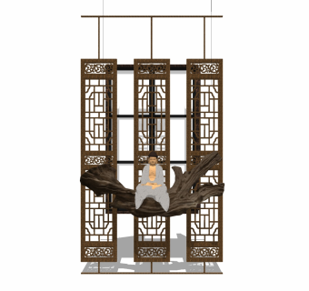   现代 屏风草图大师模型，屏风sketchup模型下载
