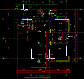 现代小户型室内设计CAD施工图，住宅家装CAD施工图纸下载