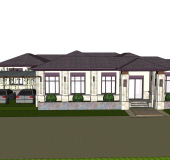 欧式别墅su模型，别墅sketchup模型下载