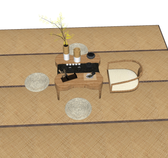 日式茶室sketchup模型，茶室skp模型下载