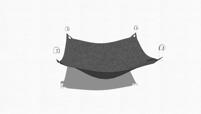 现代黑色简约吊床su模型，吊床sketchup模型下载