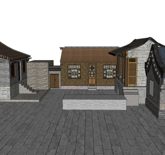 传统四合院建筑草图大师模型分享免费下载