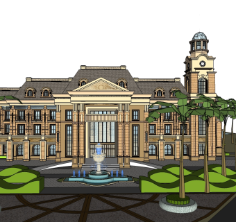 豪华酒店草图大师模型下载、酒店su模型下载