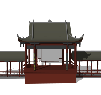 中式戏台SU模型，戏台SKB文件下载