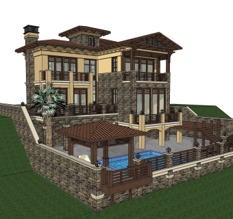 欧式别墅su模型，别墅sketchup模型下载