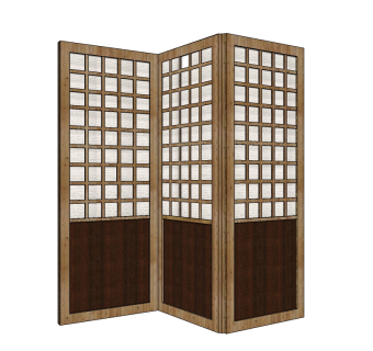 日式屏风草图大师模型，屏风sketchup模型下载