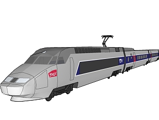 现代火车草图大师模型，火车SU模型下载