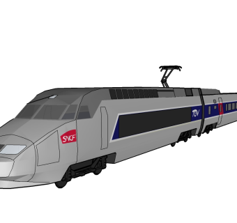 现代火车草图大师模型，火车SU模型下载