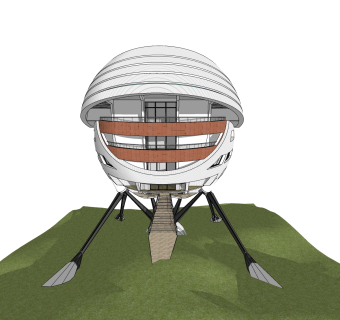 现代别墅草图大师模型下载，别墅SKP模型下载