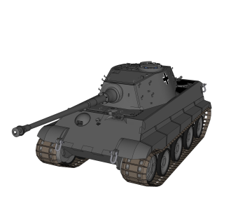 德国六号Tiger-II虎王重型坦克su模型，坦克草图大师模型下载