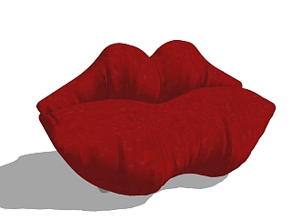 现代唇形双人沙发SU模型下载，沙发草图大师模型
