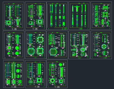 最新柱子CAD详图，柱子CAD施工图纸下载