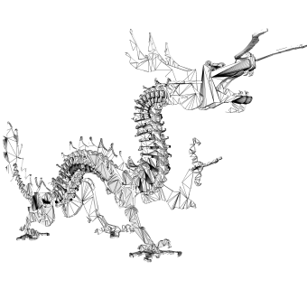 中式龙形雕塑su模型,摆件草图大师模型下载