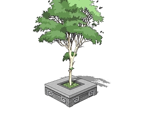 现代<em>方形树池</em>草图大师模型下载，<em>树池坐凳</em>su模型下载