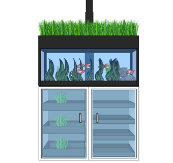 现代定做玻璃鱼缸草图大师模型，鱼缸sketchup模型下载