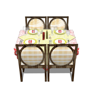 现代简约餐桌椅草图大师模型，餐桌椅skb文件