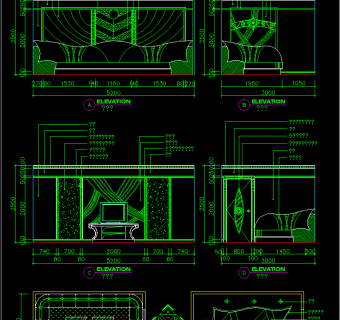 KTV包厢立面施工图全套，KTV包厢cad立面图纸下载