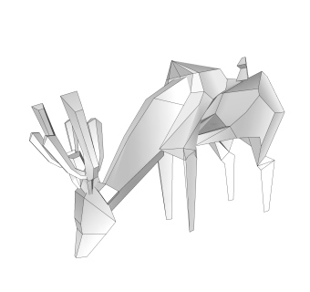 现代几何鹿雕塑su模型,摆件草图大师模型下载
