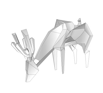现代几何鹿雕塑su模型,摆件草图大师模型下载