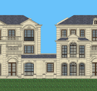 欧式别墅su模型下载、欧式别墅草图大师模型下载