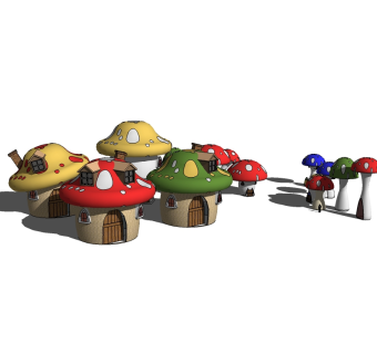 现代儿童蘑菇屋草图大师模型，蘑菇屋sketchup模型