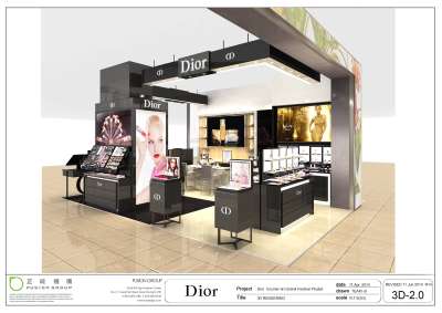 Dior迪奥化妆品店专柜施工图，化妆品专柜CAD图纸下载