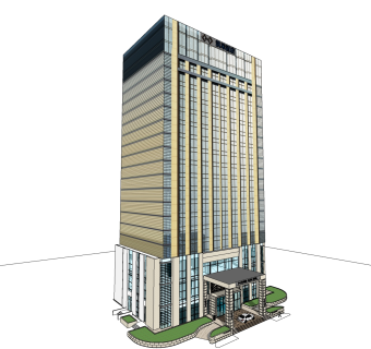 现代酒店外观草图大师模型，酒店外观sketchup模型免费下载