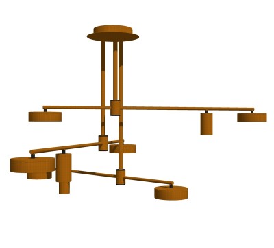 北欧金属吊灯草图大师模型，旋转多头吊灯效果图su模型下载