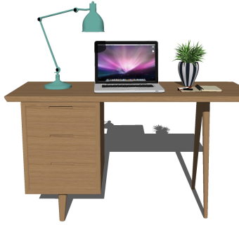 现代书桌草图大师模型下载、现代书桌su模型下载