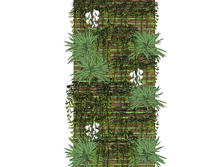 <em>垂直</em>绿化植物墙su模型下载，绿植背景墙草图大师模型