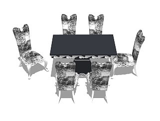 欧式<em>餐桌椅</em>草图大师模型，<em>餐桌椅</em>skb文件下载