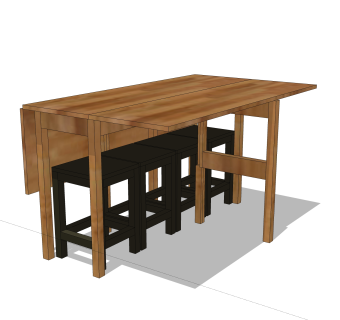 现代餐桌椅su模型，长方形折叠桌草图大师模型下载
